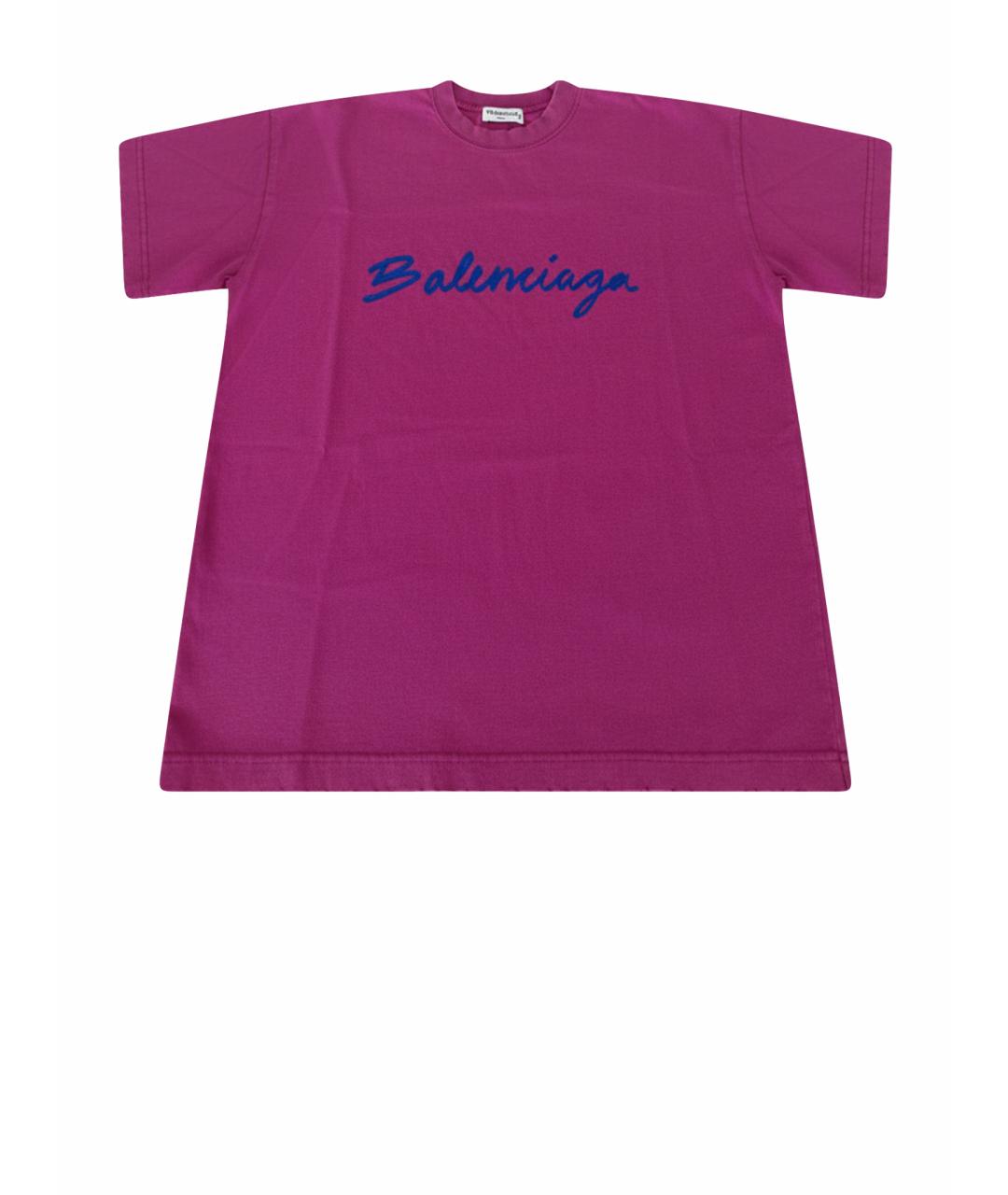 BALENCIAGA Фуксия хлопковая футболка, фото 1