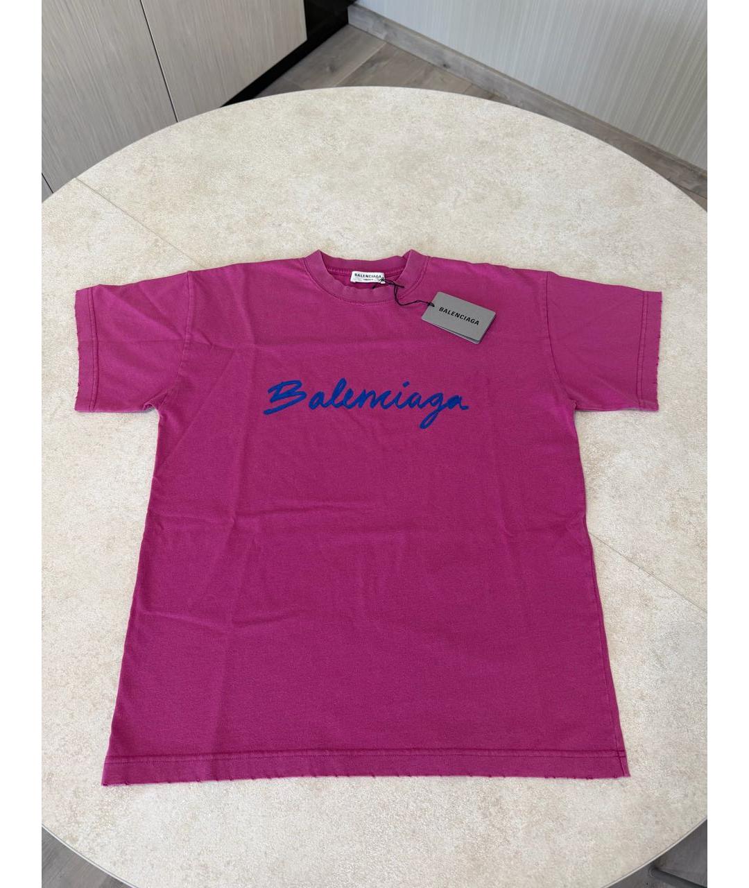 BALENCIAGA Фуксия хлопковая футболка, фото 7