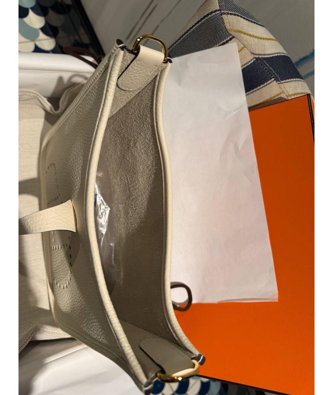 HERMES Белая кожаная сумка через плечо, фото 4