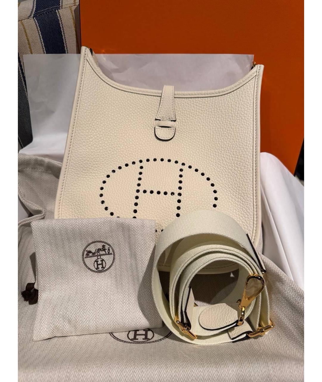 HERMES Белая кожаная сумка через плечо, фото 3