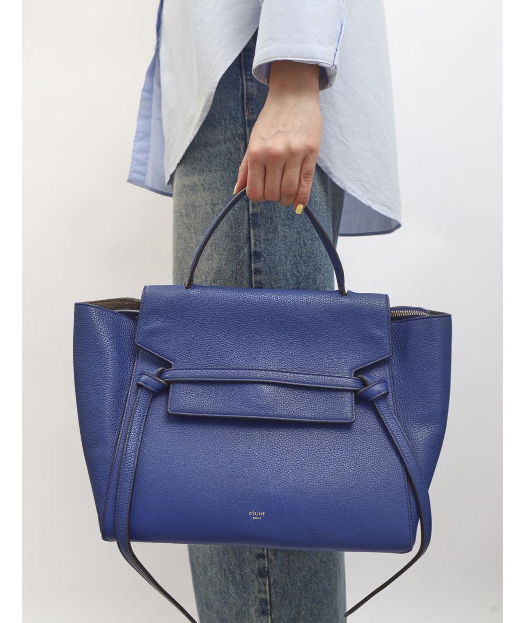 CELINE Темно-синяя кожаная сумка через плечо, фото 2
