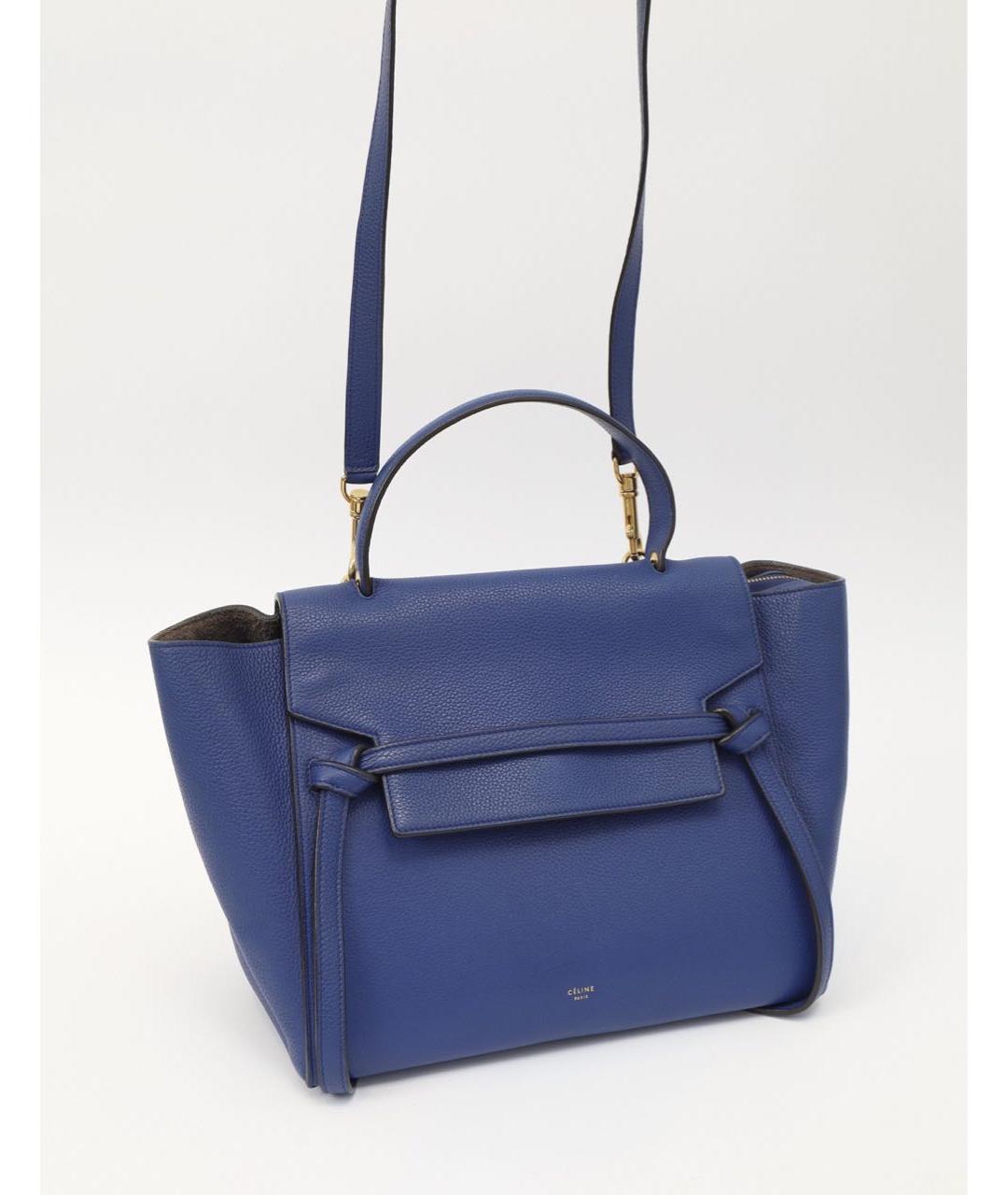 CELINE Темно-синяя кожаная сумка через плечо, фото 5