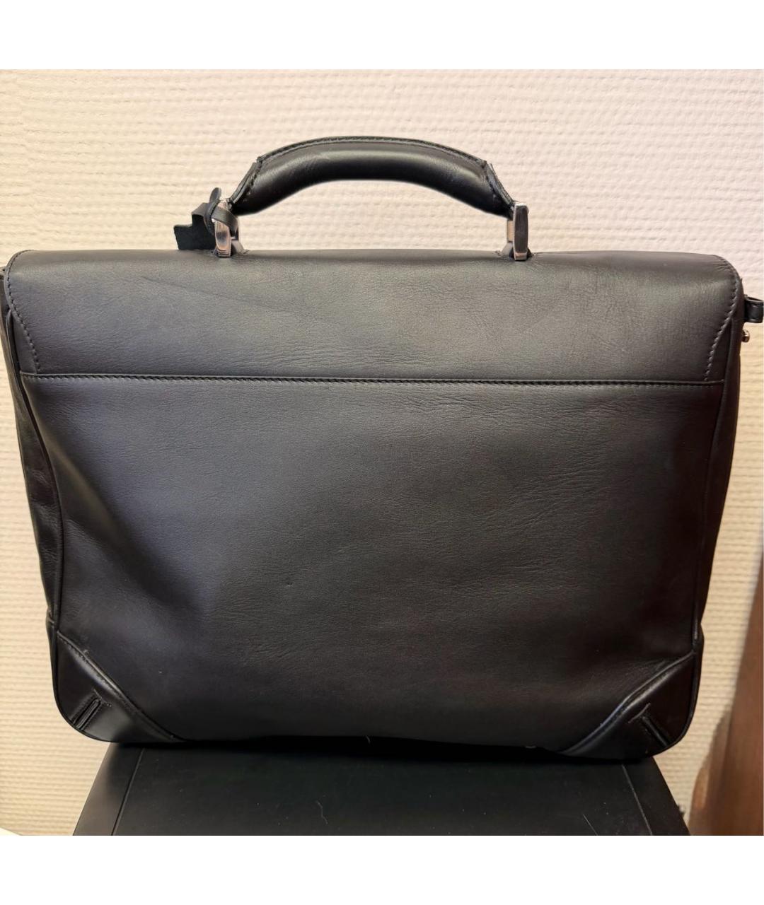 BRIONI Черный кожаный портфель, фото 4
