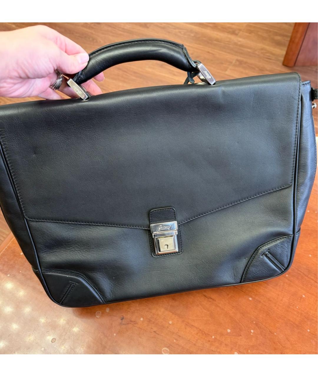 BRIONI Черный кожаный портфель, фото 2