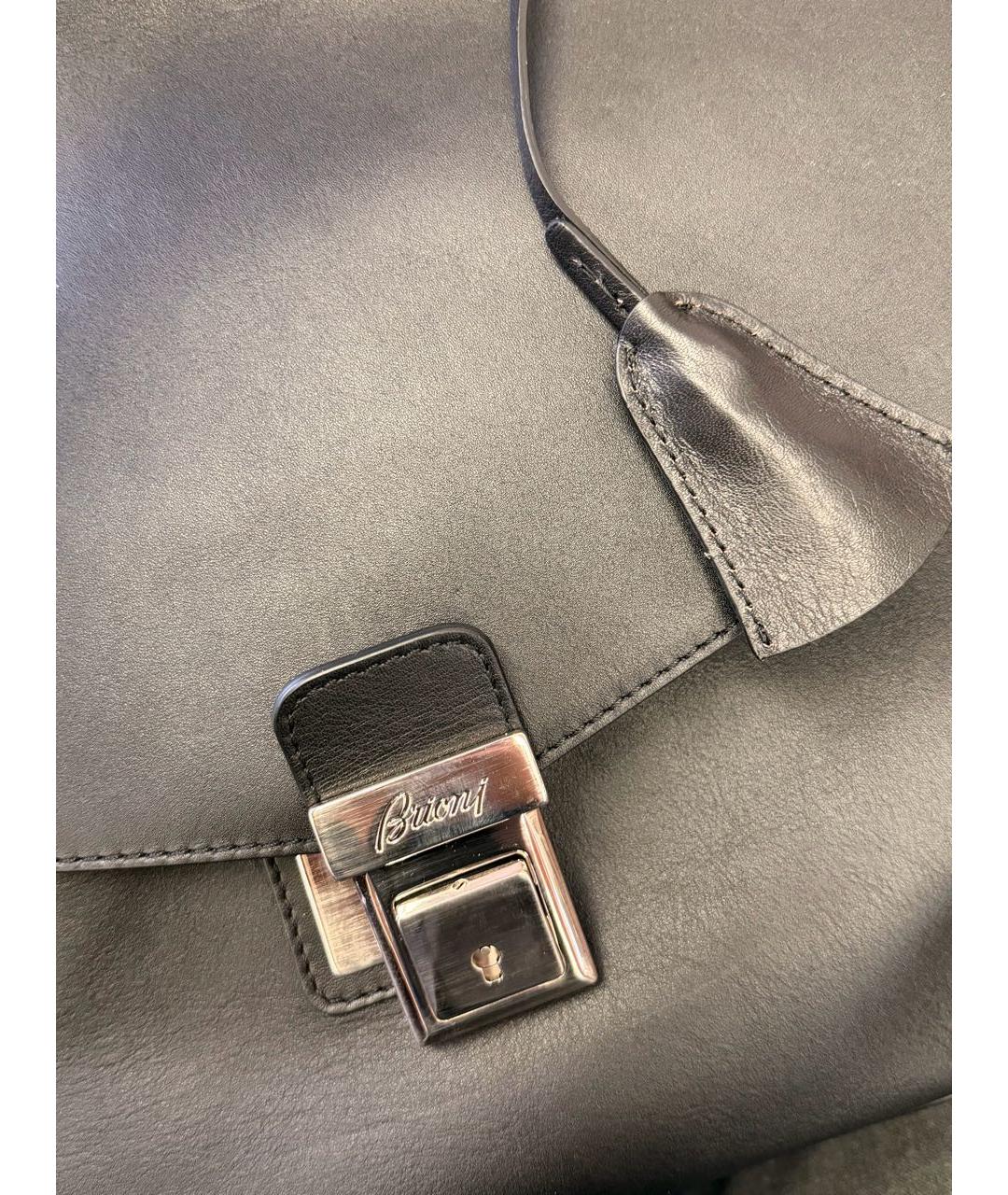 BRIONI Черный кожаный портфель, фото 6