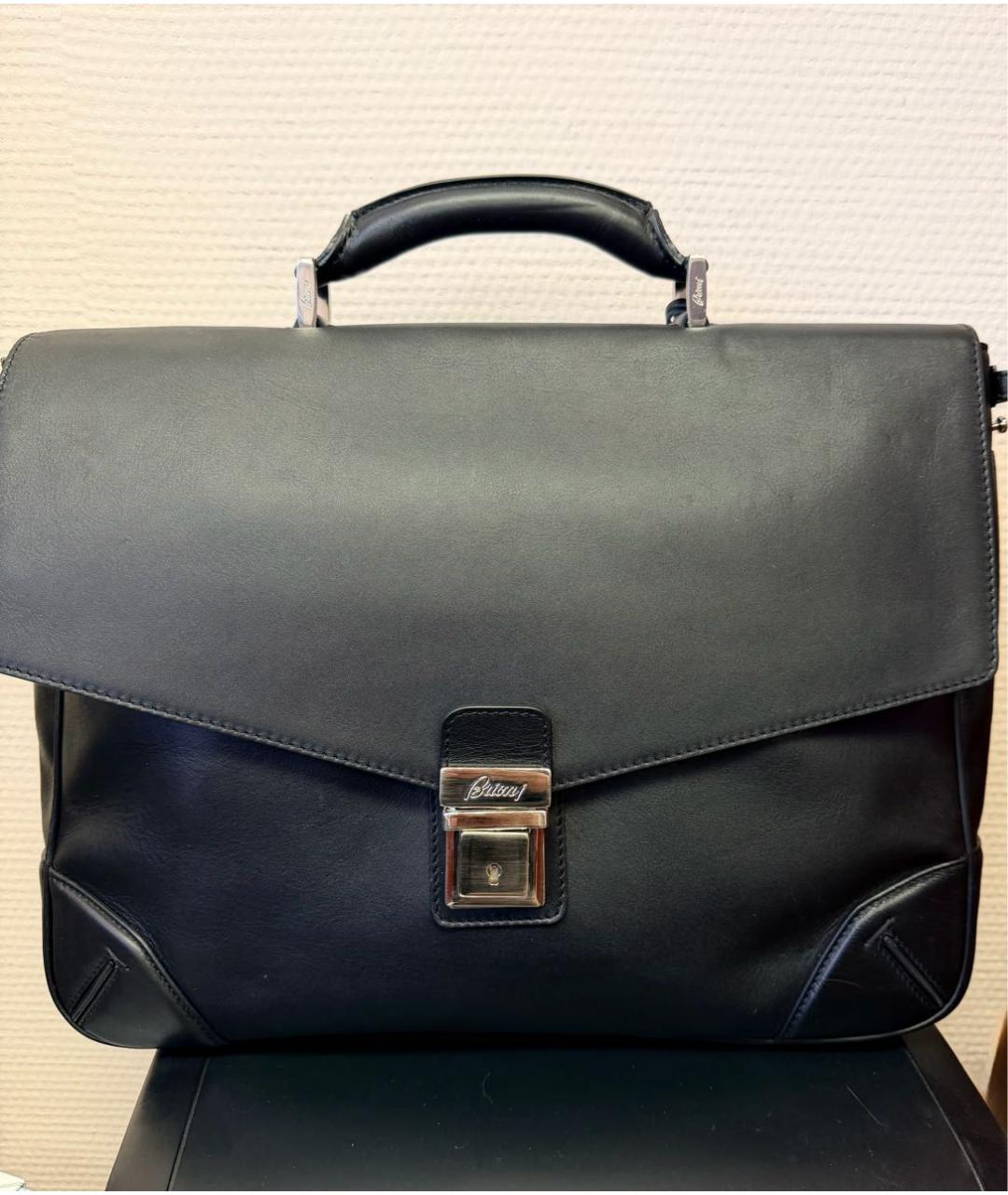BRIONI Черный кожаный портфель, фото 9