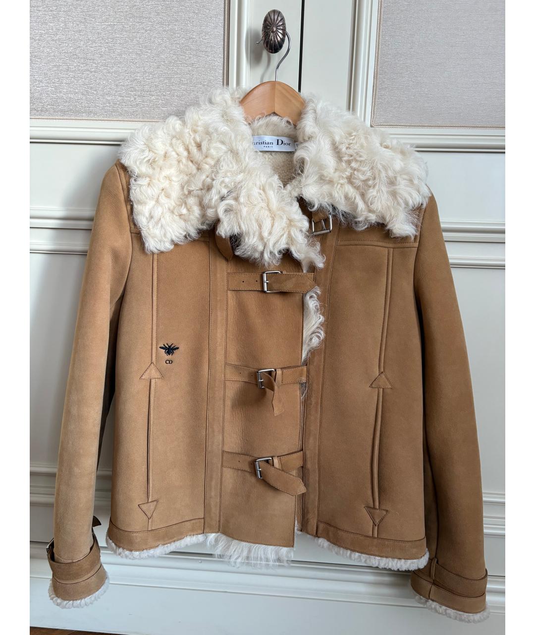 CHRISTIAN DIOR Бежевая кожаная дубленка, фото 5