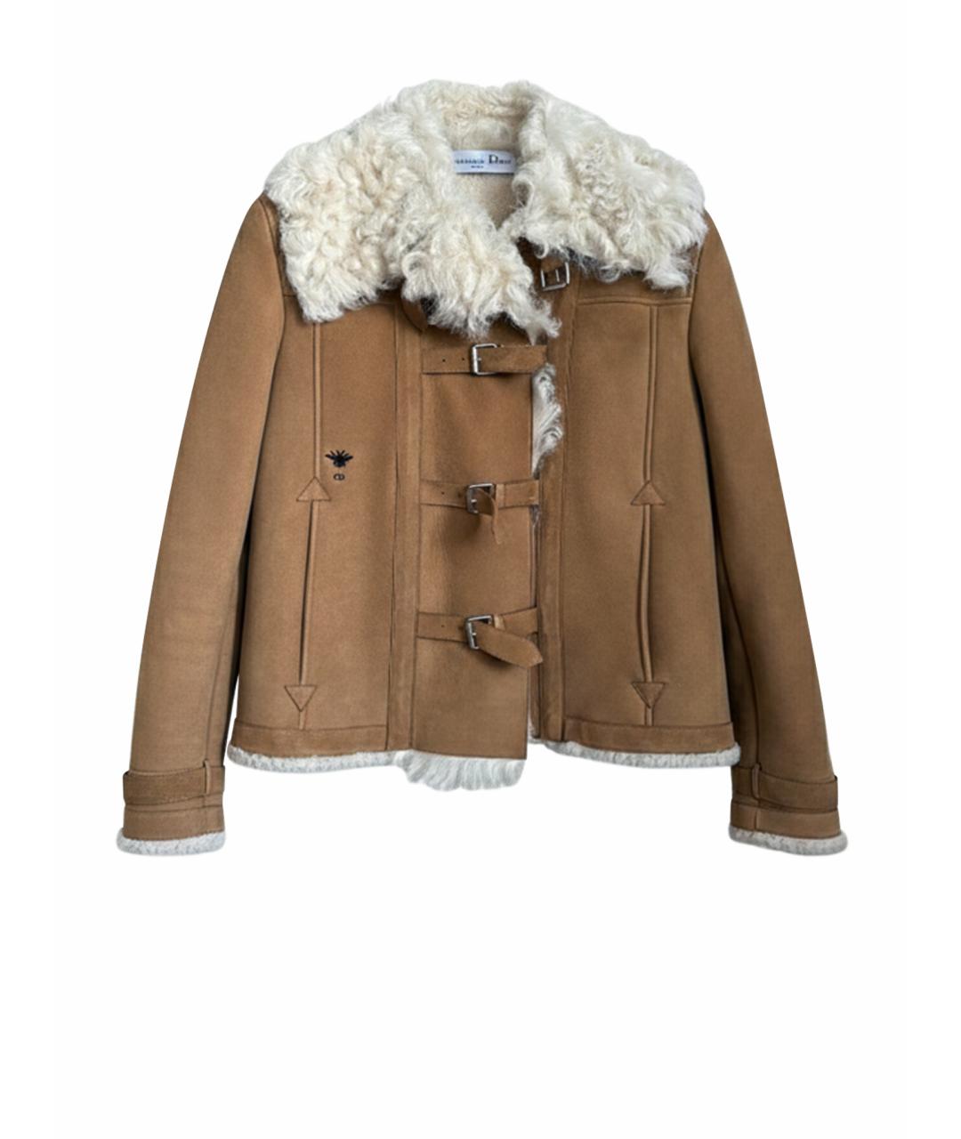 CHRISTIAN DIOR Бежевая кожаная дубленка, фото 1