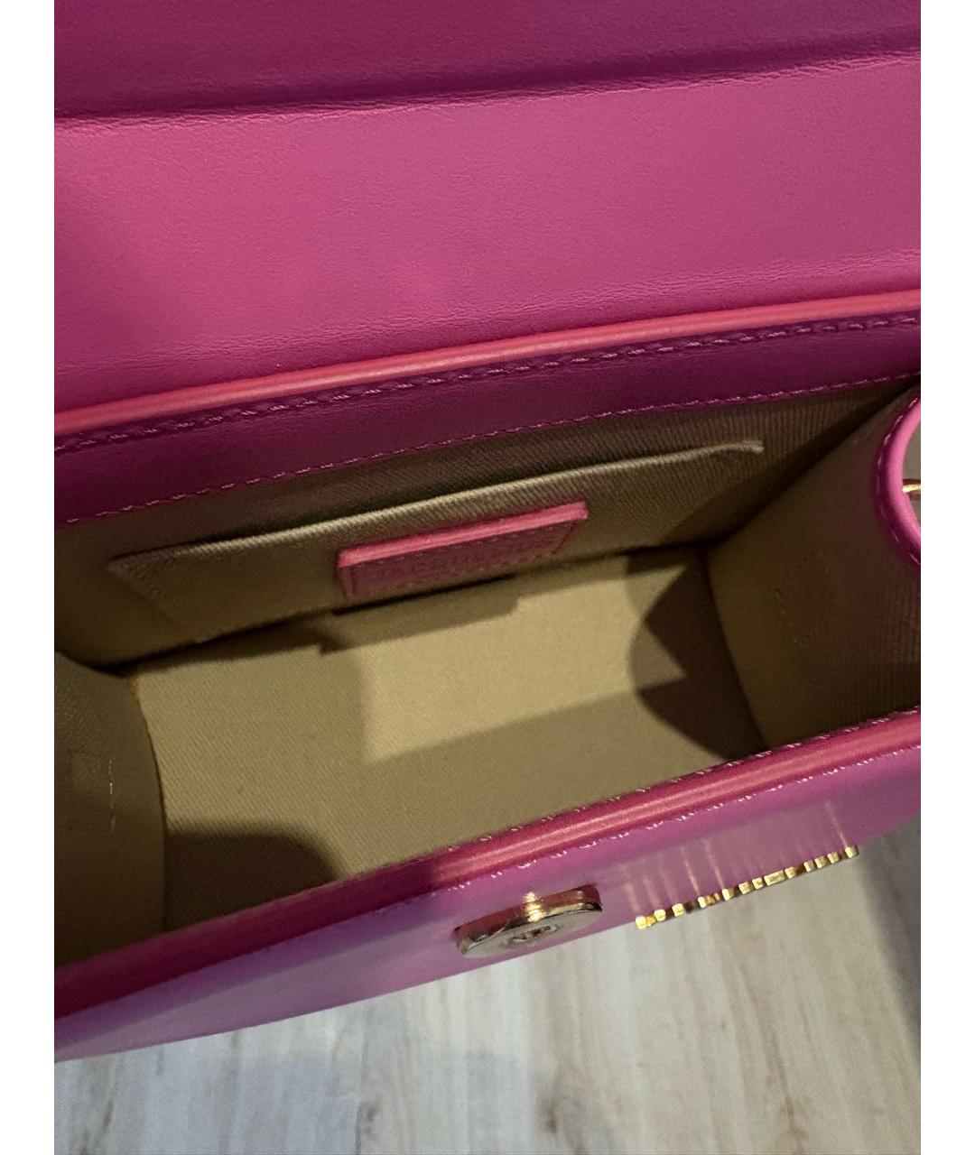 JACQUEMUS Розовая кожаная сумка с короткими ручками, фото 4