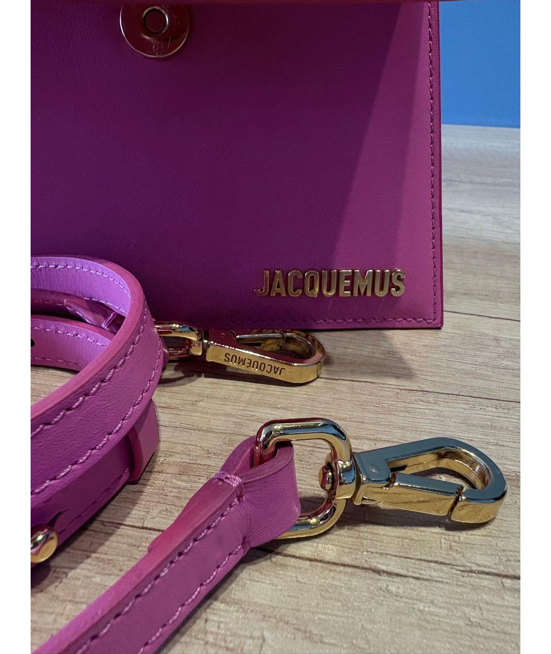 JACQUEMUS Розовая кожаная сумка с короткими ручками, фото 7