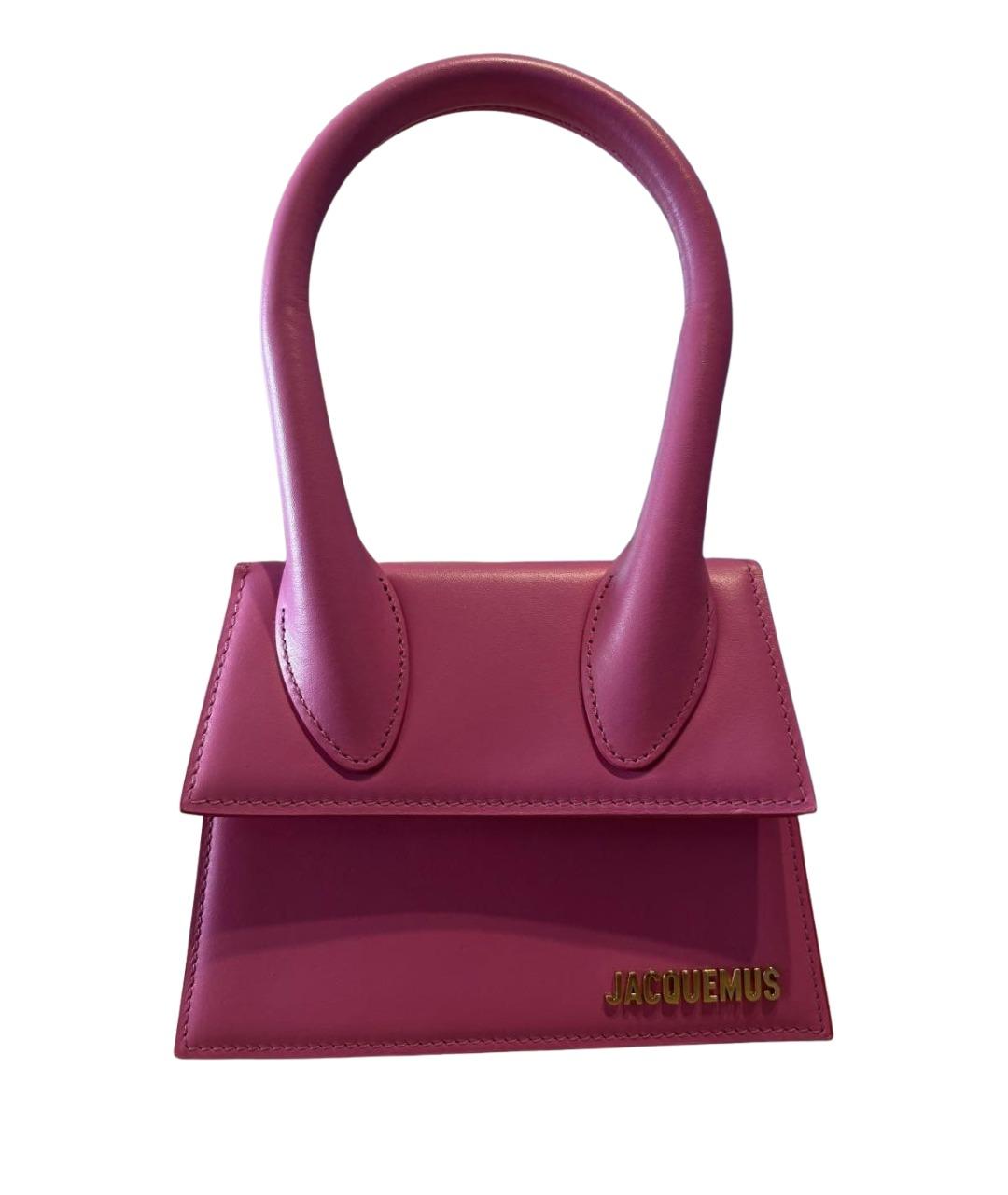 JACQUEMUS Розовая кожаная сумка с короткими ручками, фото 1