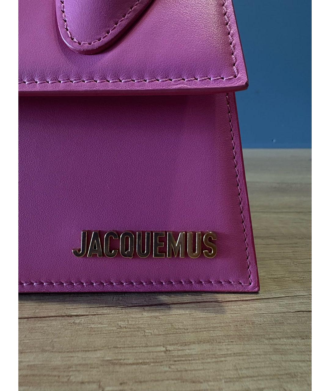 JACQUEMUS Розовая кожаная сумка с короткими ручками, фото 6