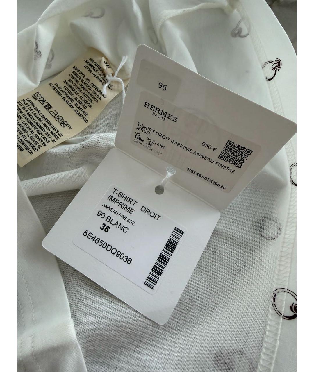 HERMES Белая хлопковая футболка, фото 3