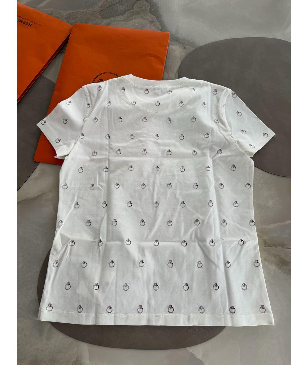 HERMES Белая хлопковая футболка, фото 2