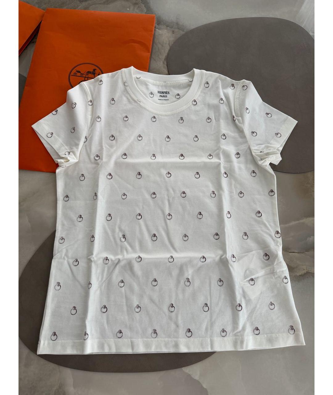 HERMES Белая хлопковая футболка, фото 4