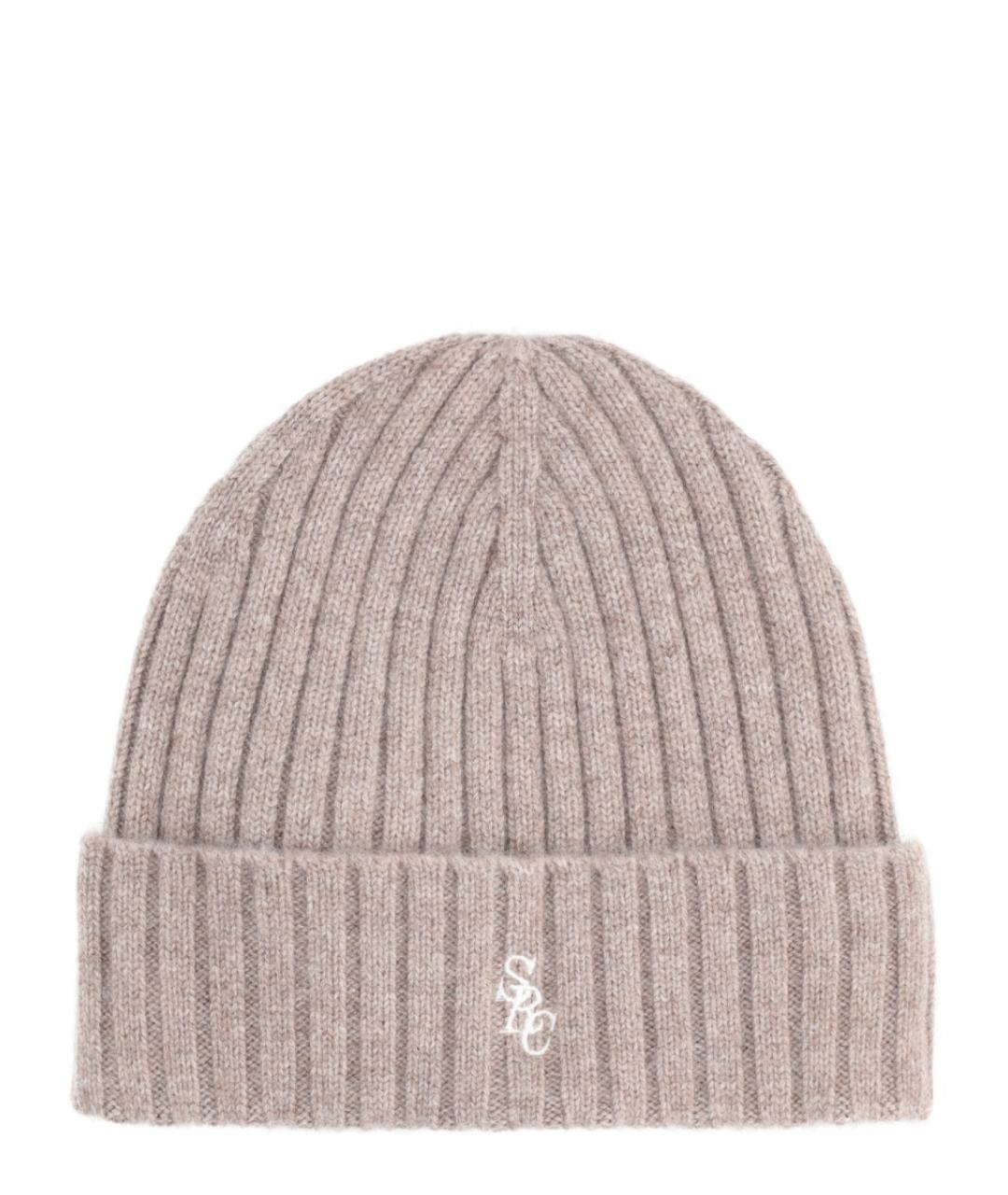 SPORTY AND RICH Бежевая кашемировая шапка, фото 1
