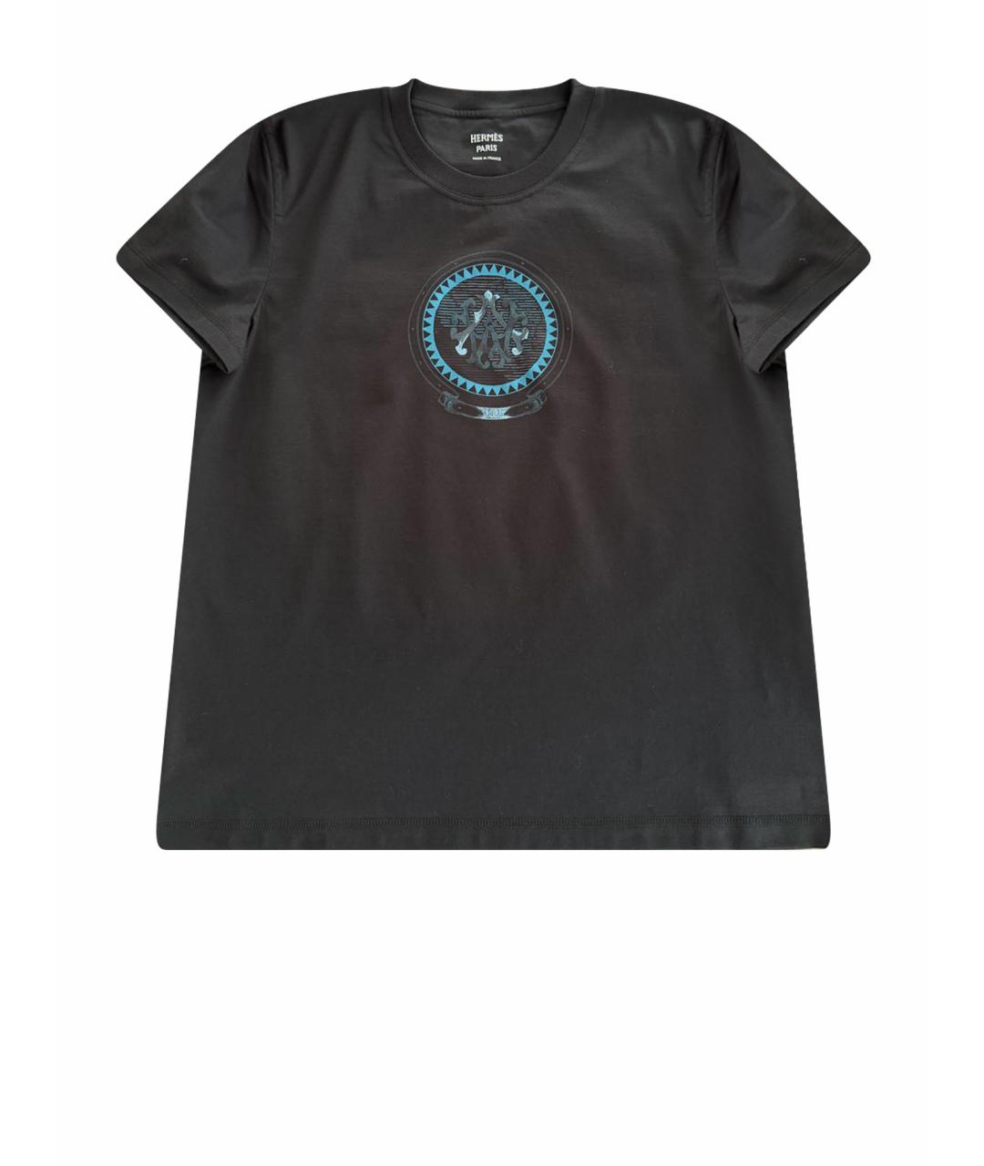 HERMES Черная хлопковая футболка, фото 1