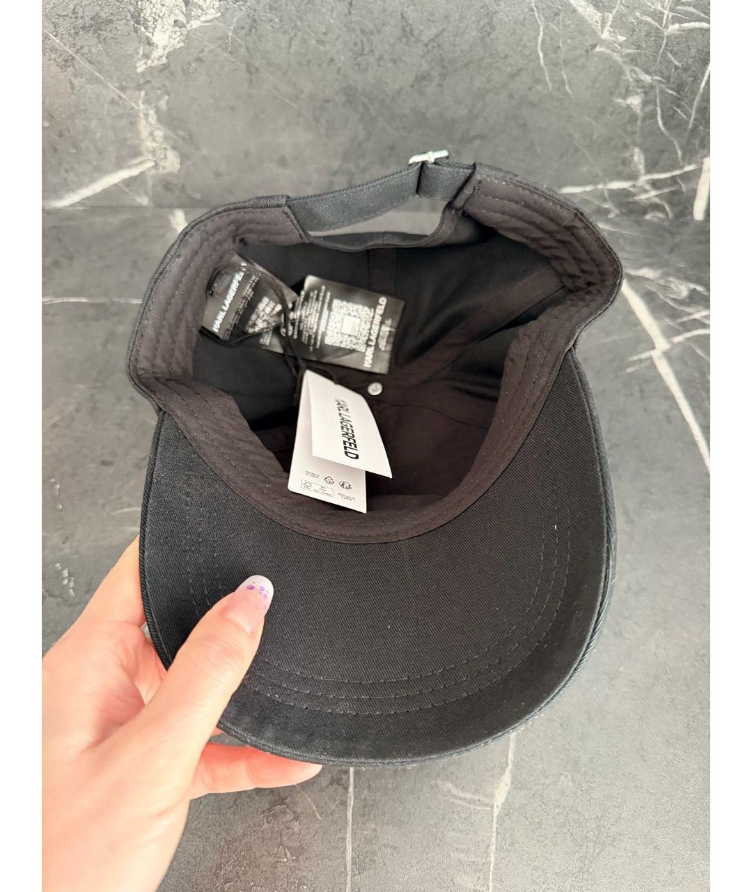 KARL LAGERFELD Черная хлопковая кепка, фото 8