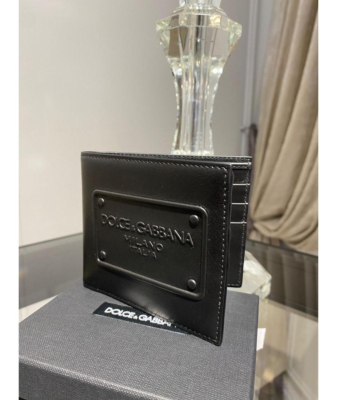 DOLCE&GABBANA Черный кожаный кошелек, фото 4