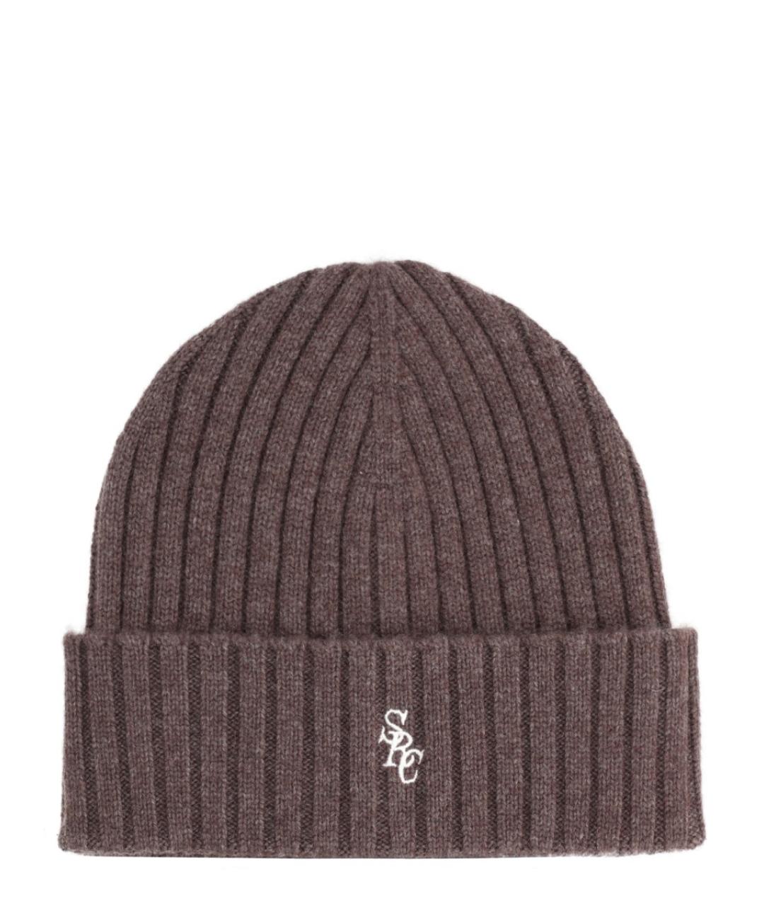 SPORTY AND RICH Коричневая кашемировая шапка, фото 1