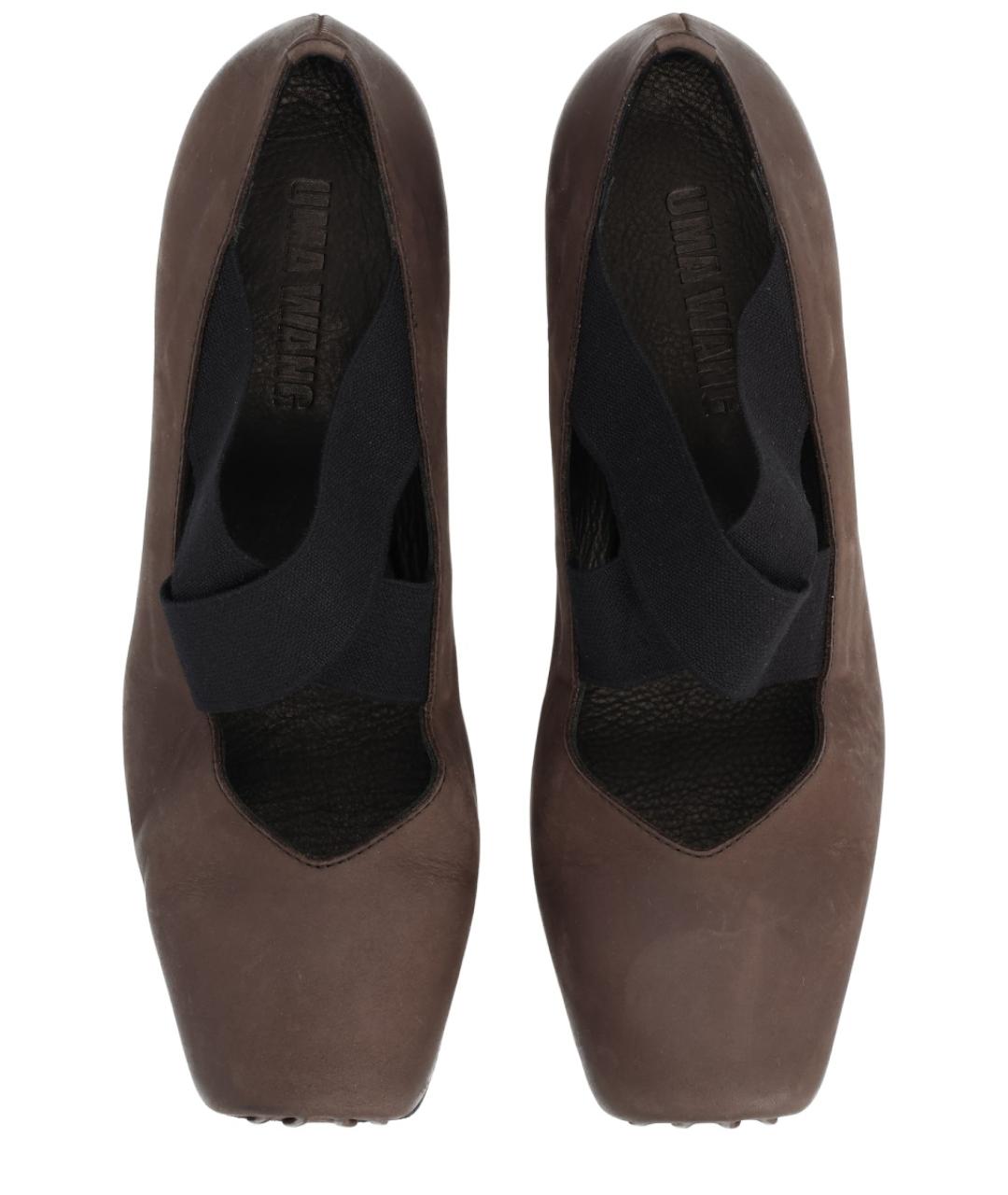 UMA WANG Коричневые кожаные балетки, фото 5