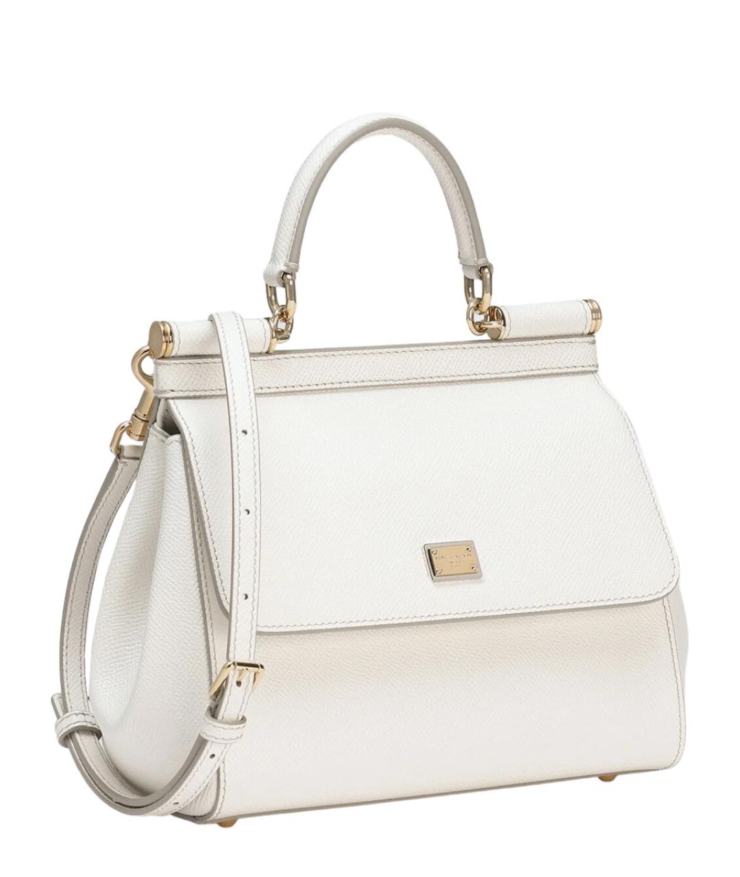 DOLCE&GABBANA Белая кожаная сумка тоут, фото 3