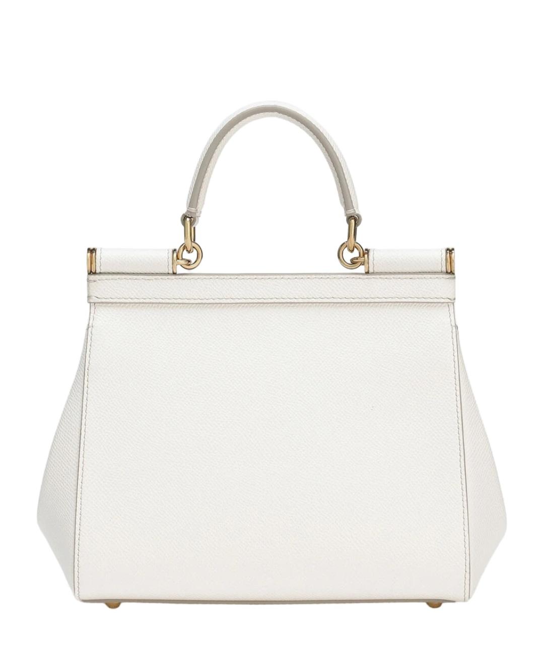 DOLCE&GABBANA Белая кожаная сумка тоут, фото 2