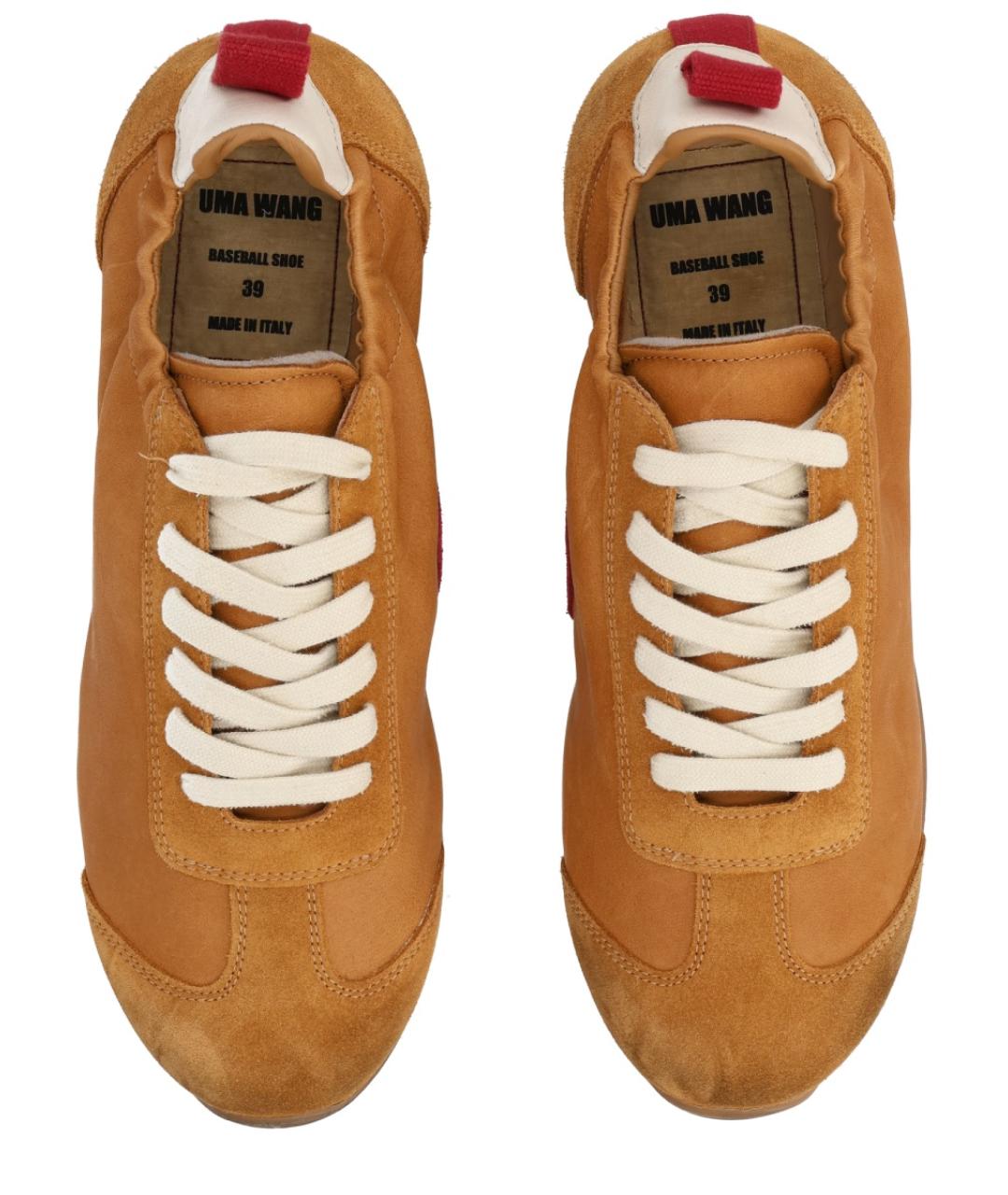 UMA WANG Коричневые кожаные кеды, фото 5