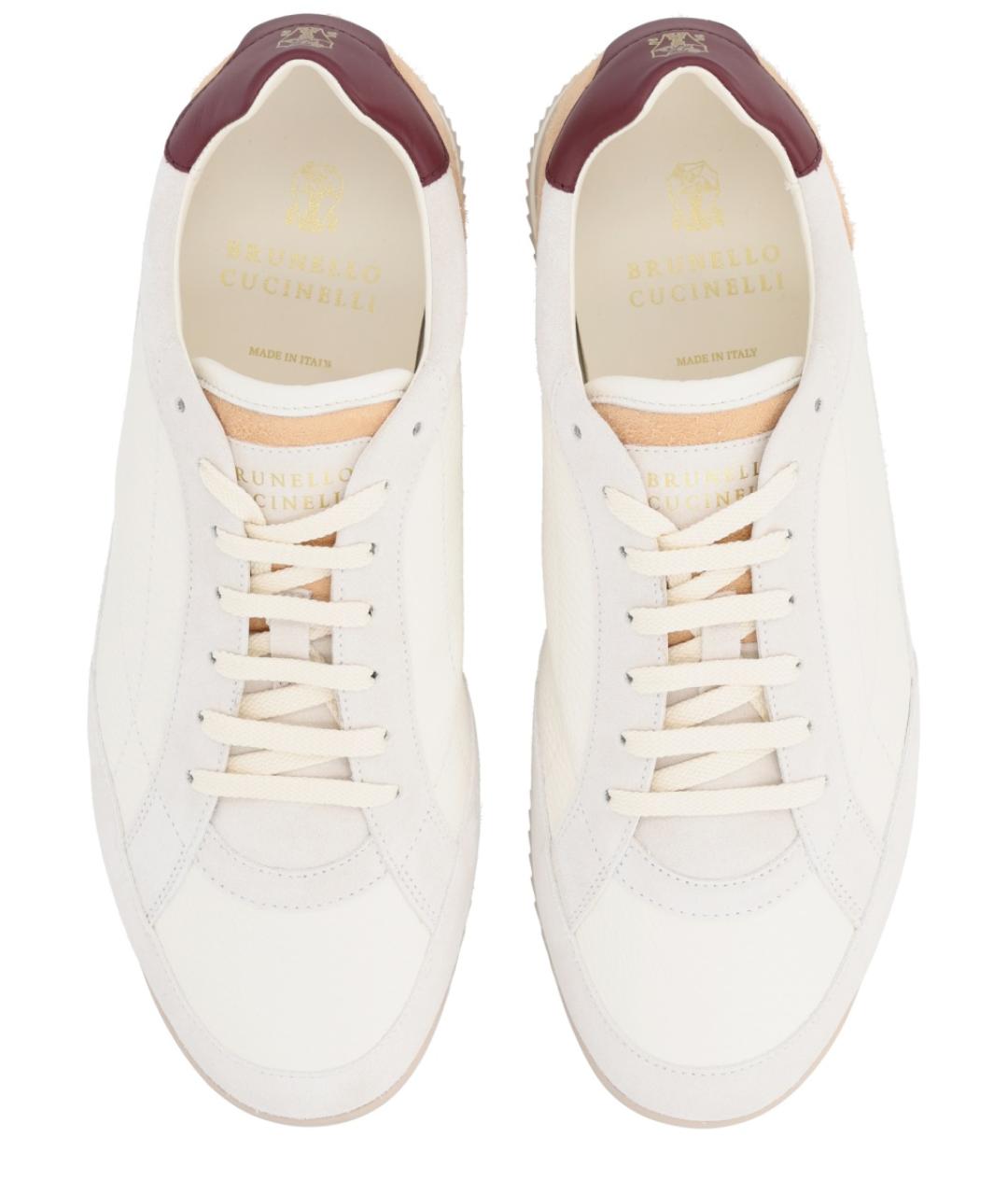 BRUNELLO CUCINELLI Белые кожаные низкие кроссовки / кеды, фото 5