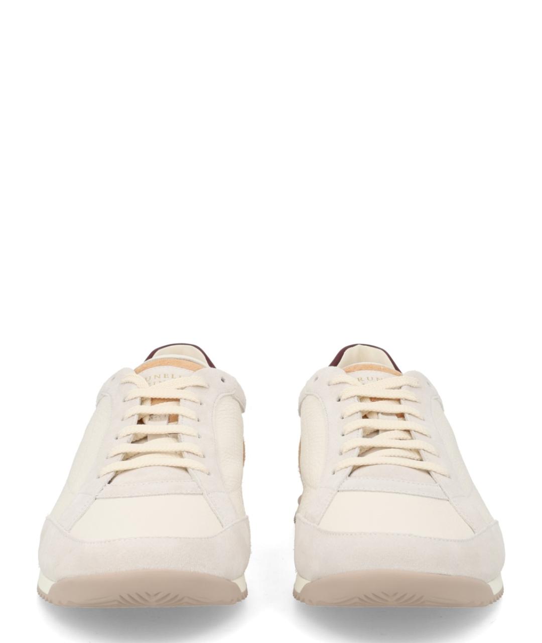 BRUNELLO CUCINELLI Белые кожаные низкие кроссовки / кеды, фото 3