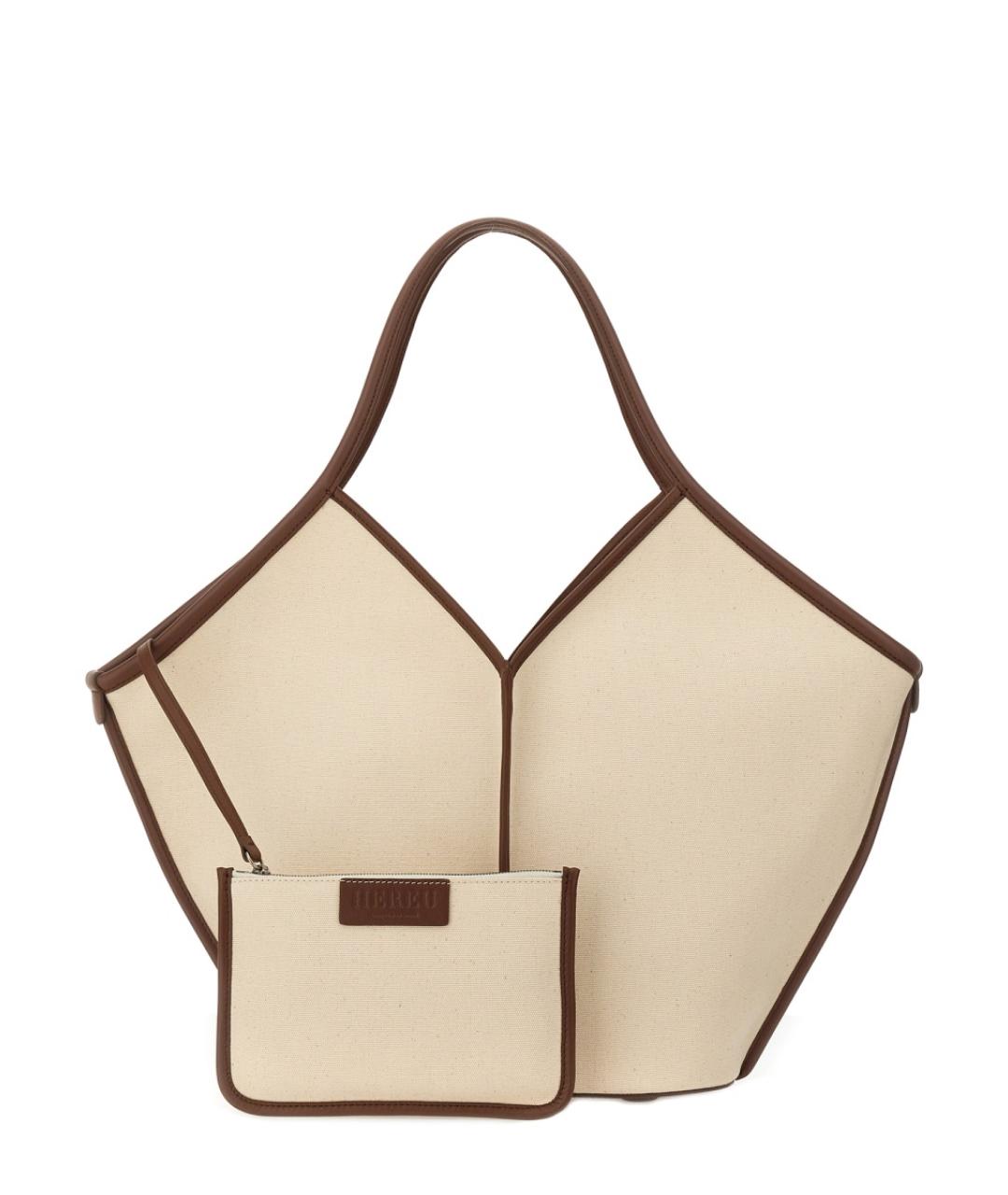 HEREU Бежевая хлопковая сумка через плечо, фото 3