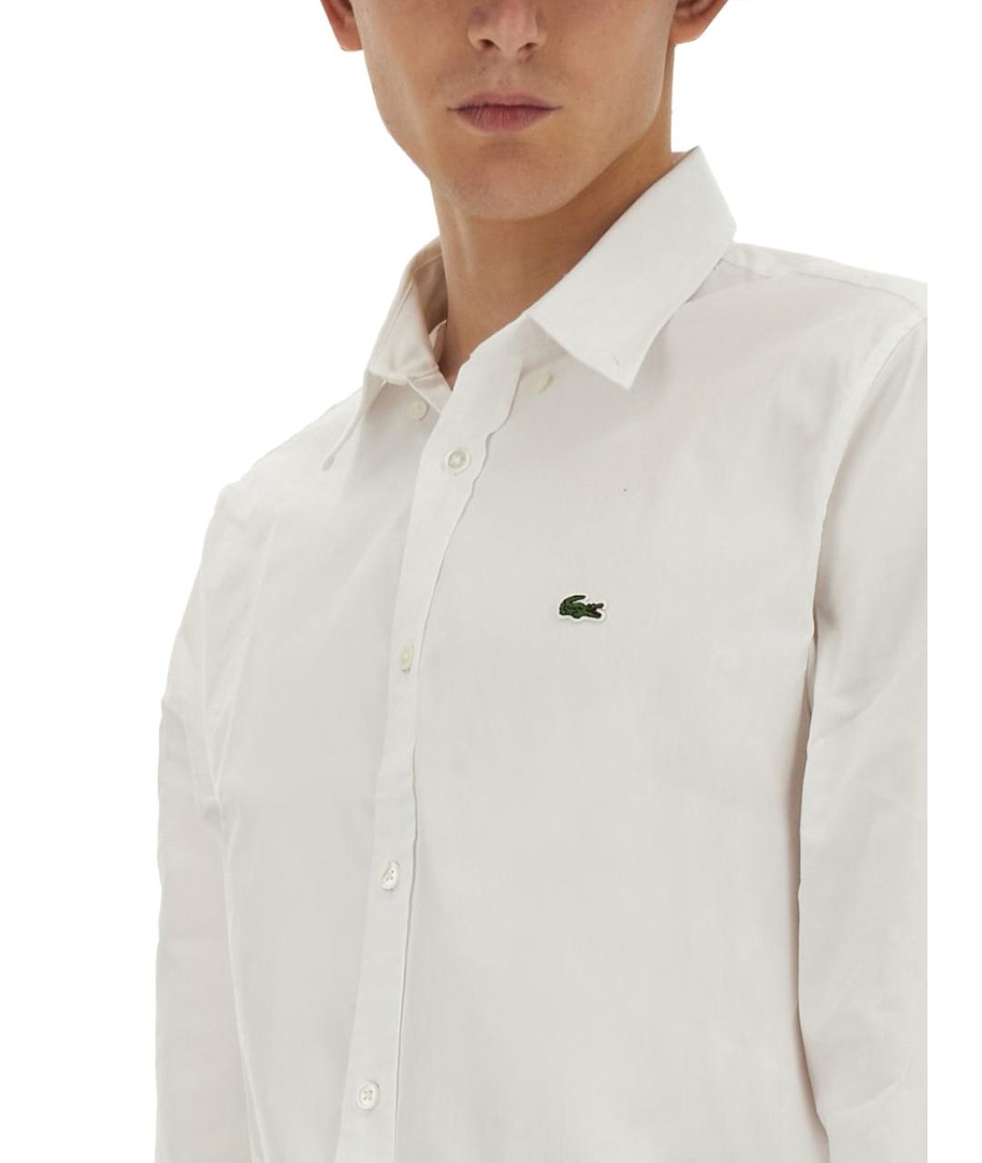 LACOSTE Белая хлопковая кэжуал рубашка, фото 4