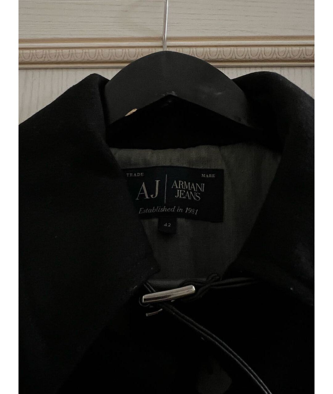 ARMANI JEANS Черное шерстяное пальто, фото 3