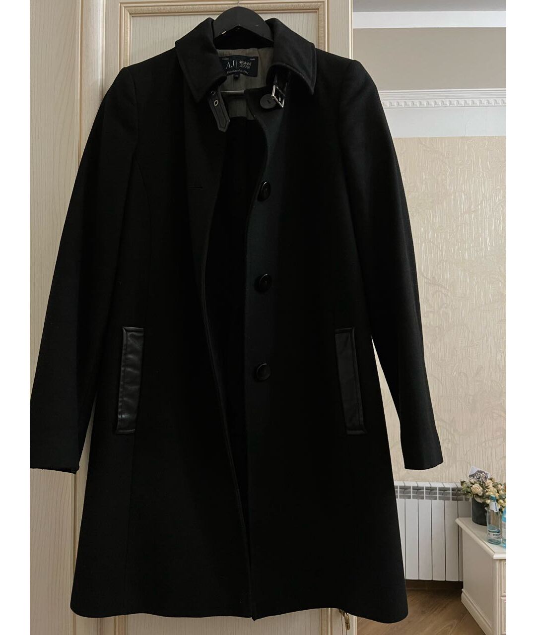 ARMANI JEANS Черное шерстяное пальто, фото 8