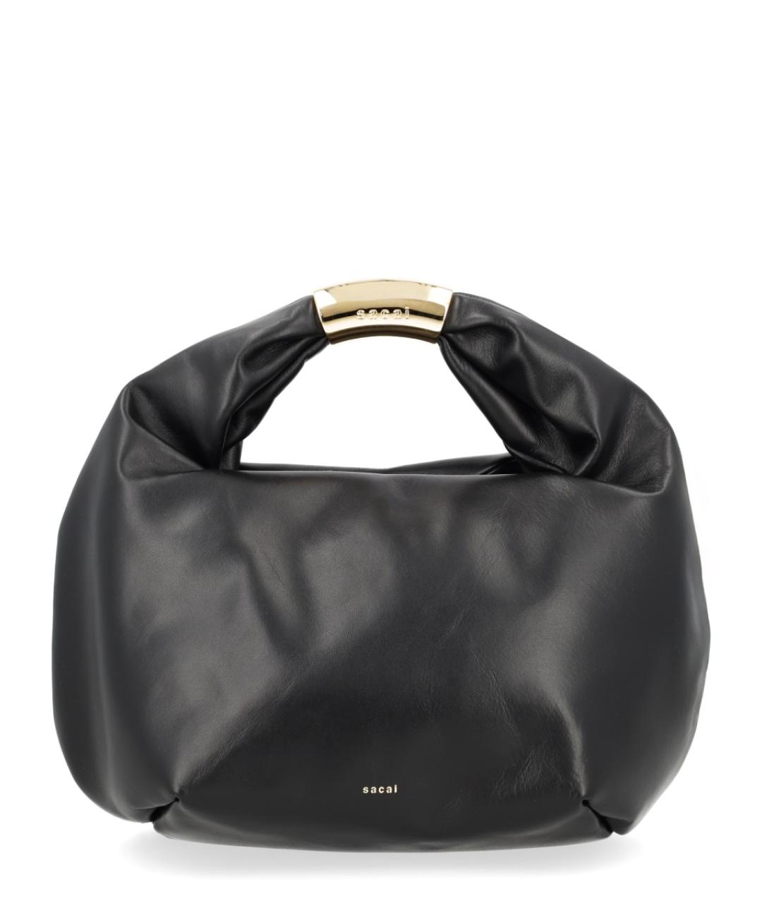 SACAI Черная кожаная сумка с короткими ручками, фото 1