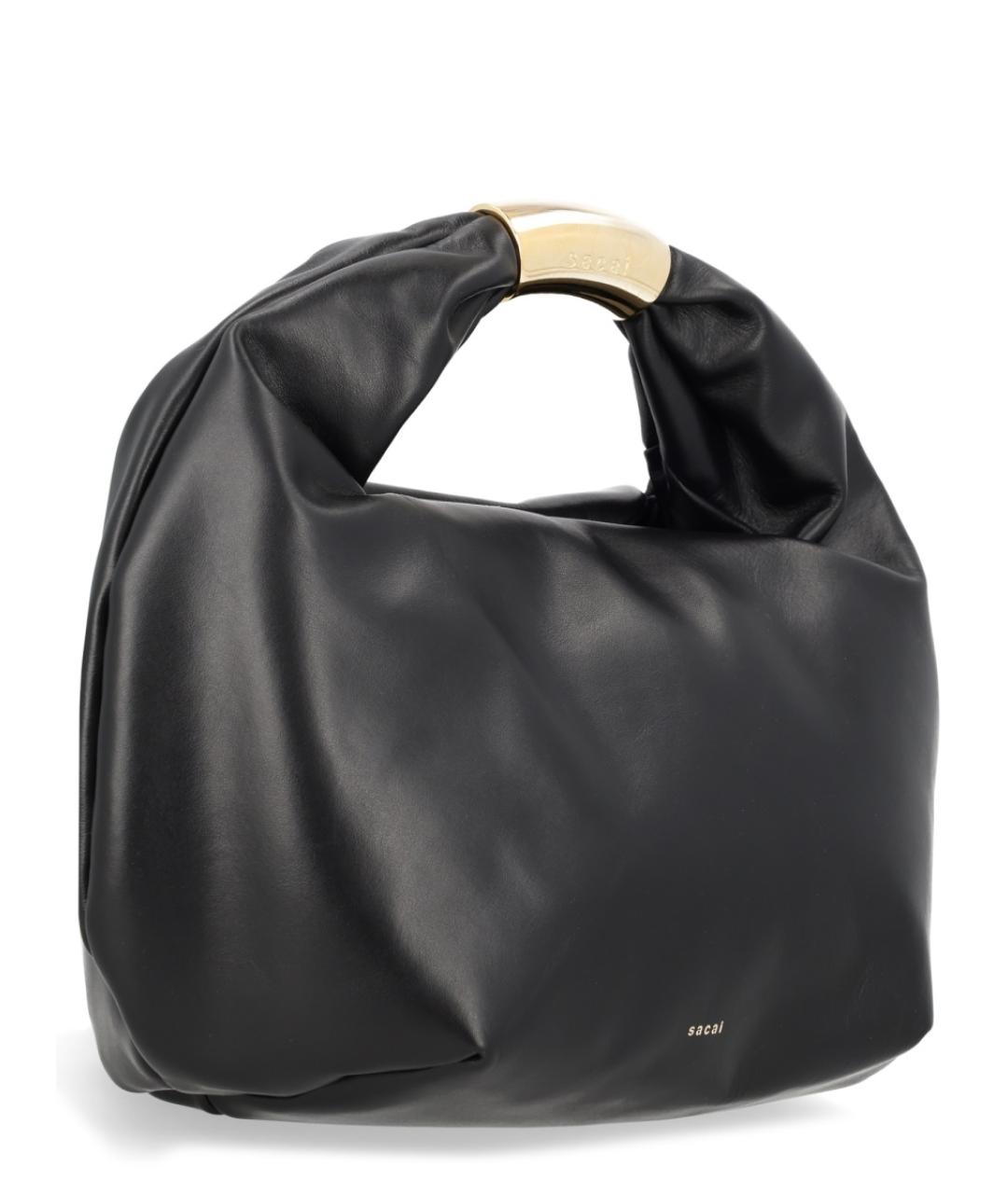 SACAI Черная кожаная сумка с короткими ручками, фото 2