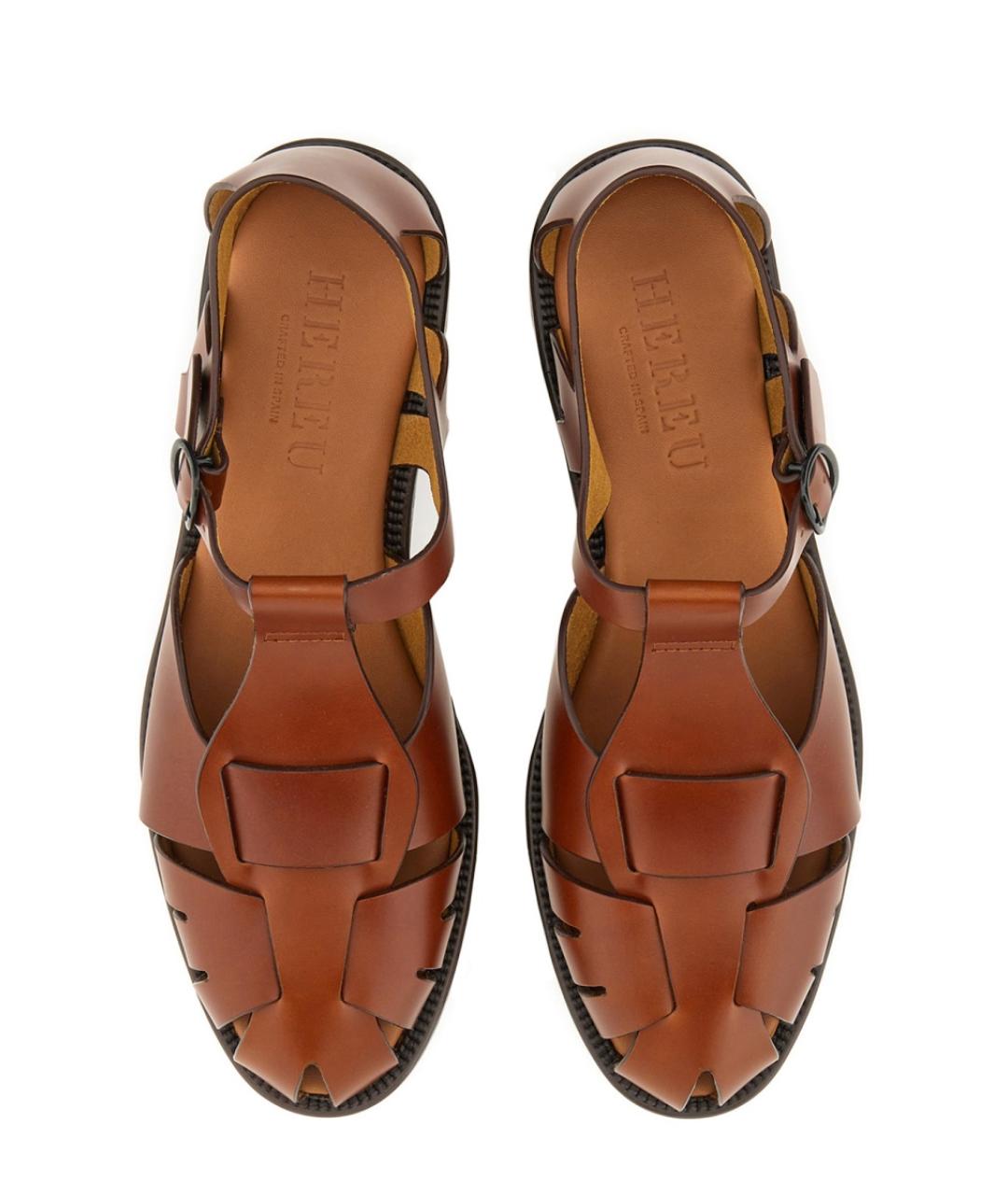 HEREU Коричневые кожаные сандалии, фото 4
