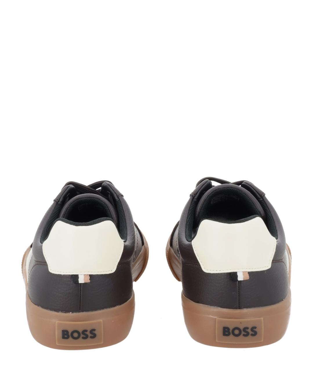 HUGO BOSS Коричневые кожаные низкие кроссовки / кеды, фото 4