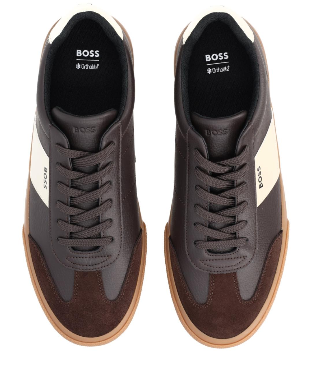 HUGO BOSS Коричневые кожаные низкие кроссовки / кеды, фото 5