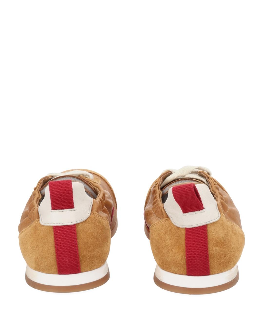 UMA WANG Бежевые кожаные низкие кроссовки / кеды, фото 4