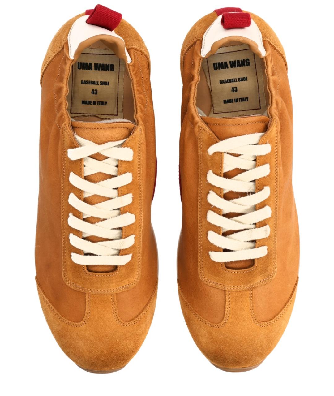UMA WANG Бежевые кожаные низкие кроссовки / кеды, фото 5