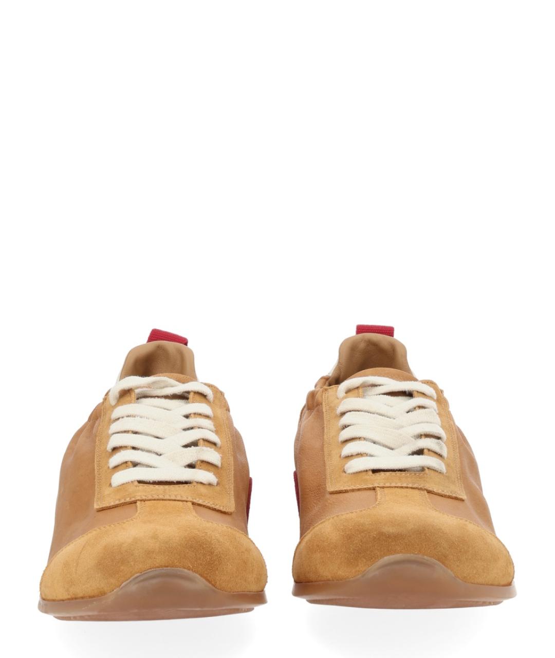 UMA WANG Бежевые кожаные низкие кроссовки / кеды, фото 2