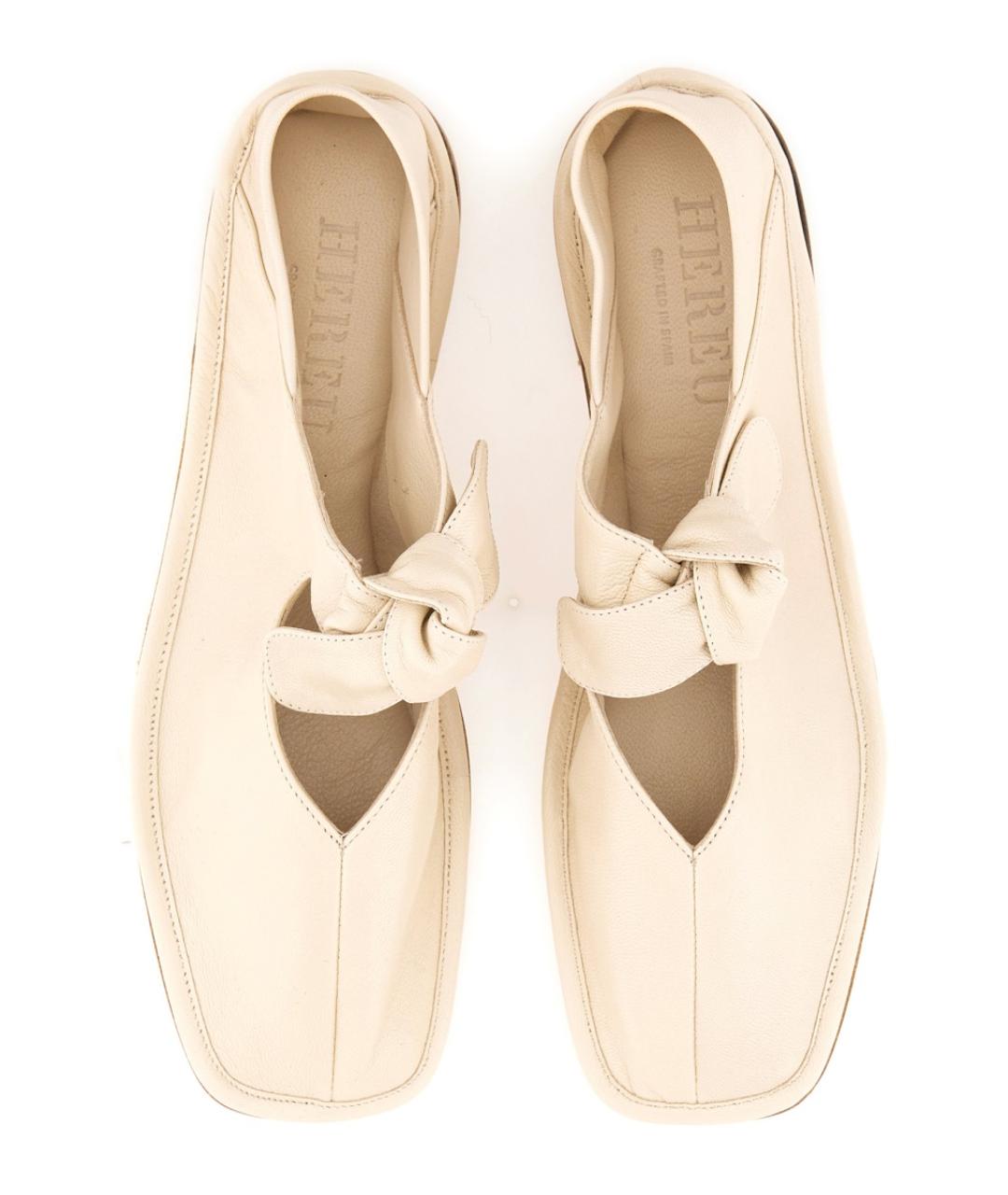 HEREU Белые кожаные балетки, фото 5