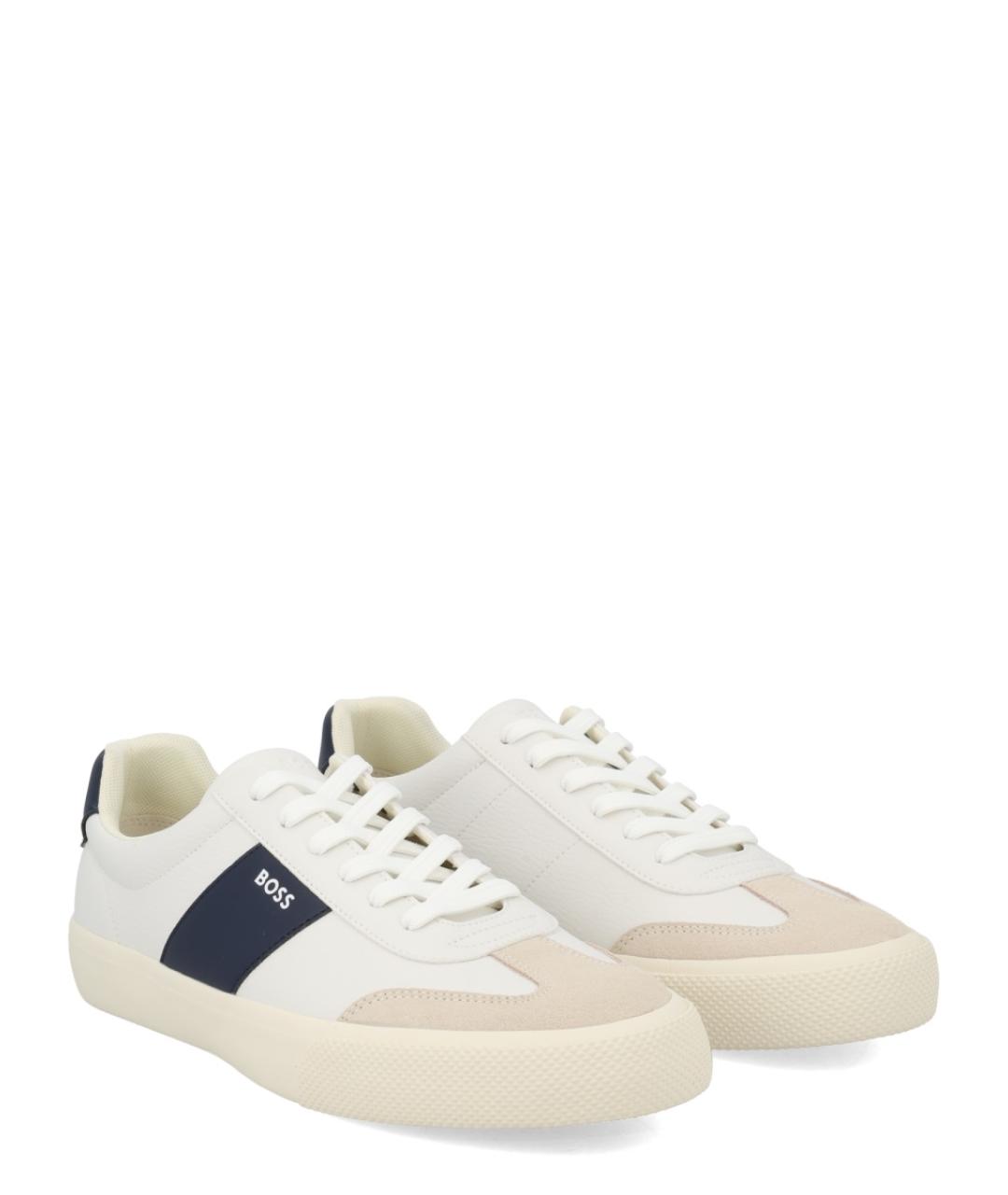 HUGO BOSS Белые кожаные низкие кроссовки / кеды, фото 2