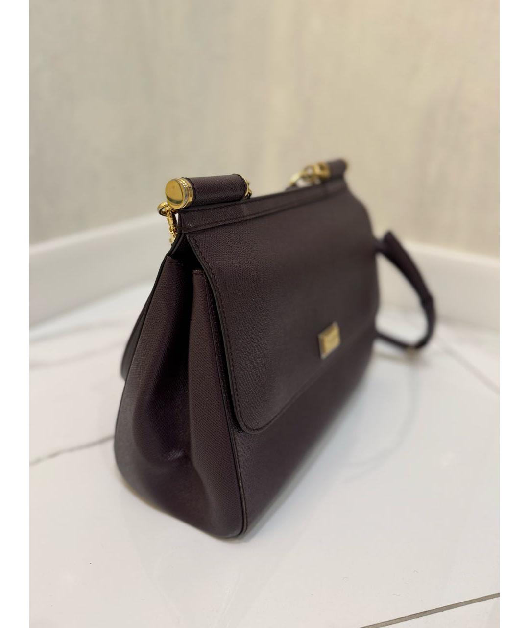 DOLCE&GABBANA Бордовая кожаная сумка с короткими ручками, фото 2