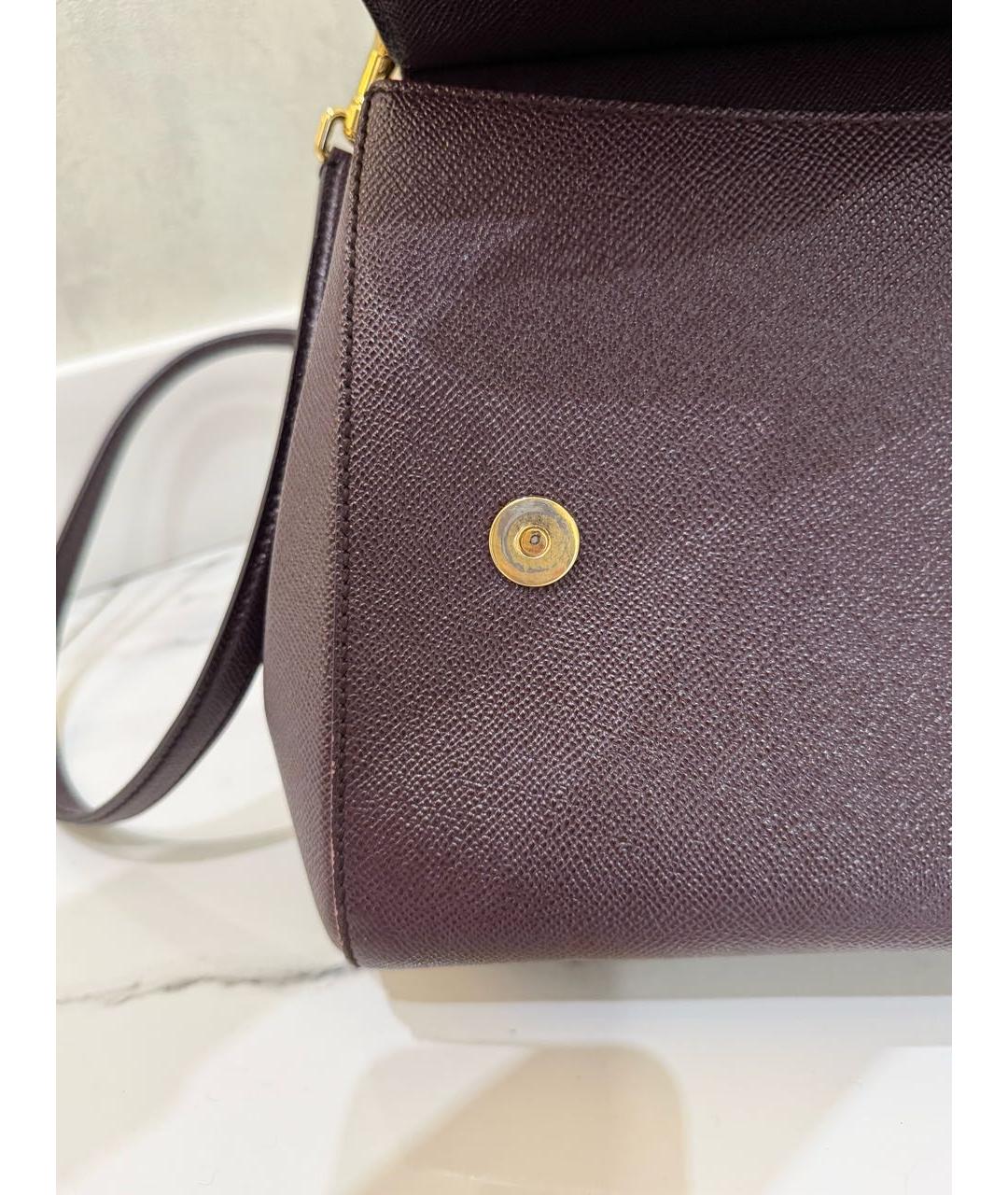 DOLCE&GABBANA Бордовая кожаная сумка с короткими ручками, фото 6