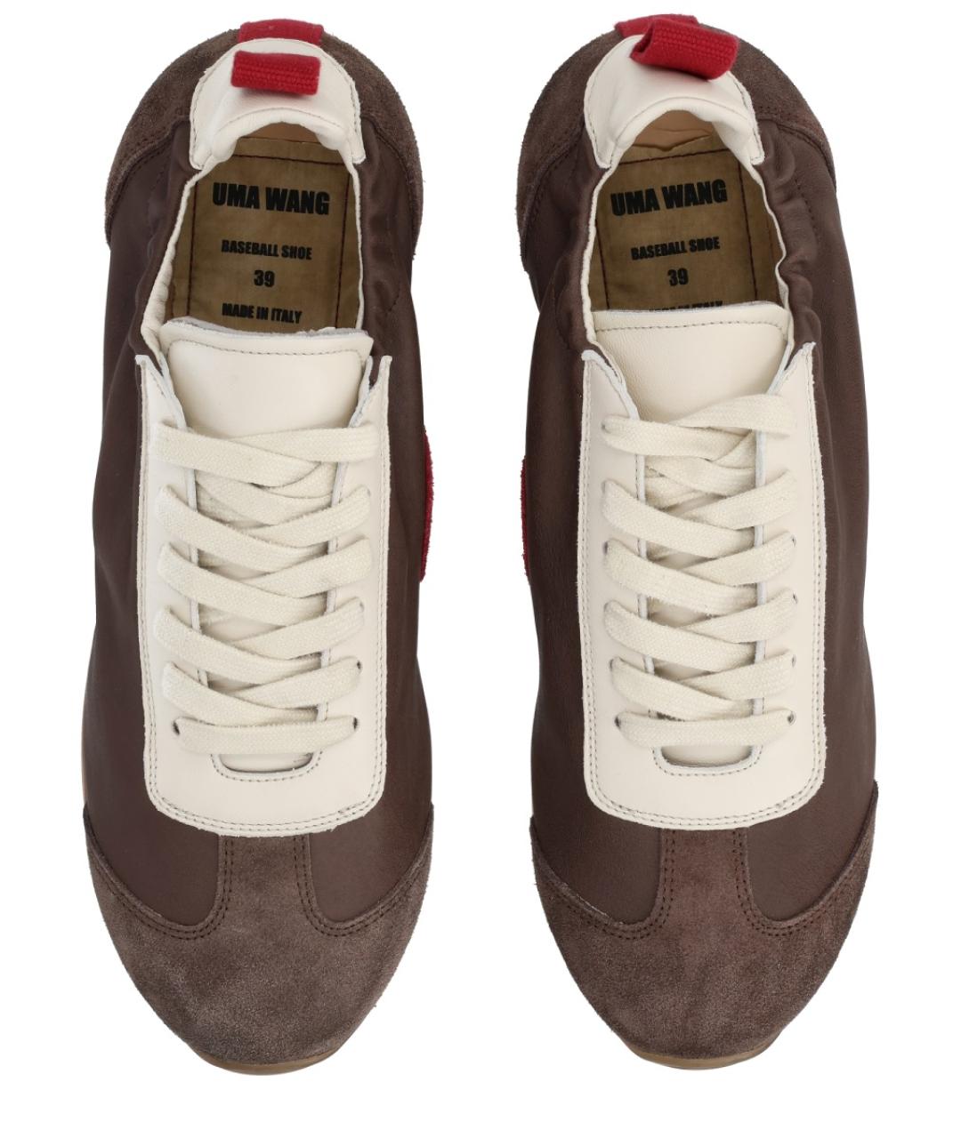 UMA WANG Коричневые кожаные кеды, фото 5