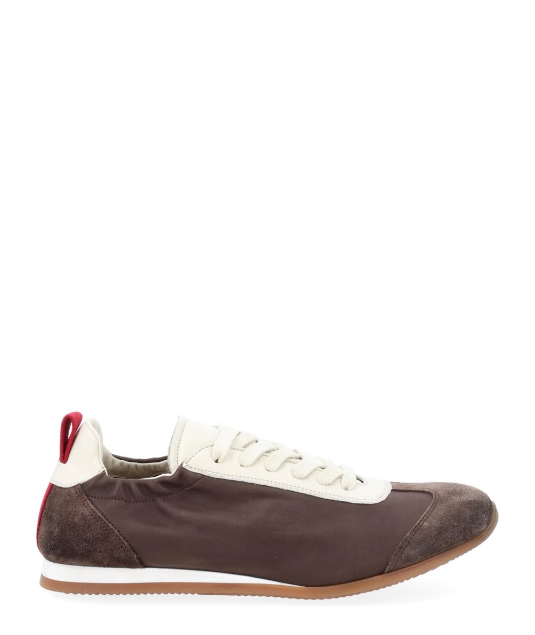 UMA WANG Коричневые кожаные кеды, фото 1