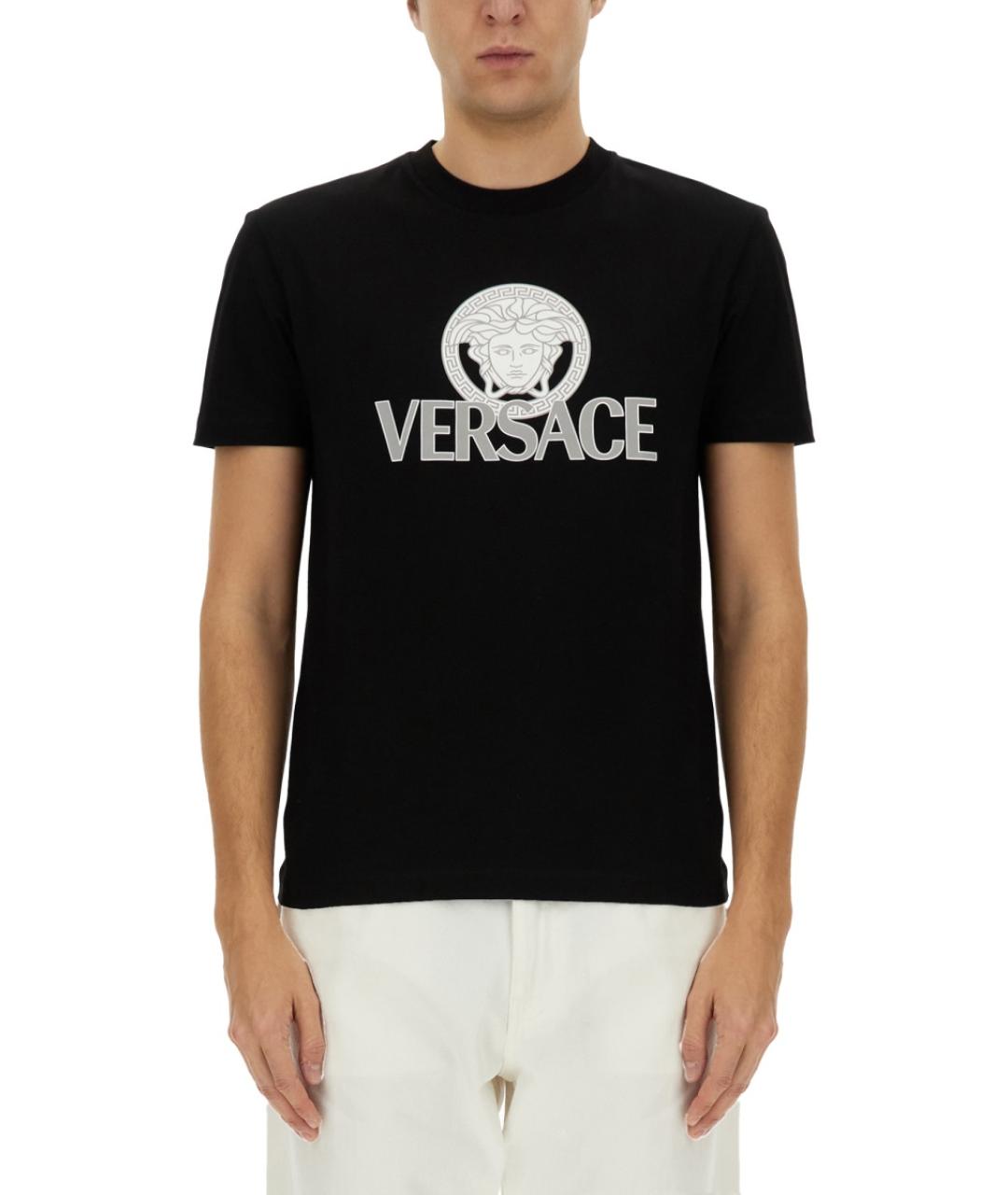 VERSACE Черная хлопковая футболка, фото 2