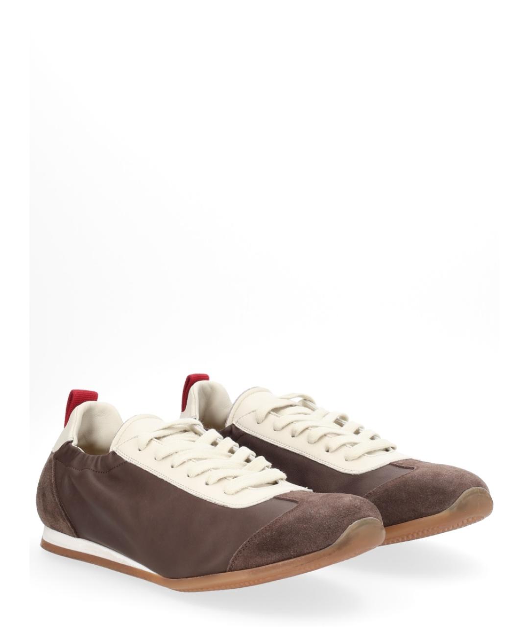 UMA WANG Коричневые текстильные низкие кроссовки / кеды, фото 2